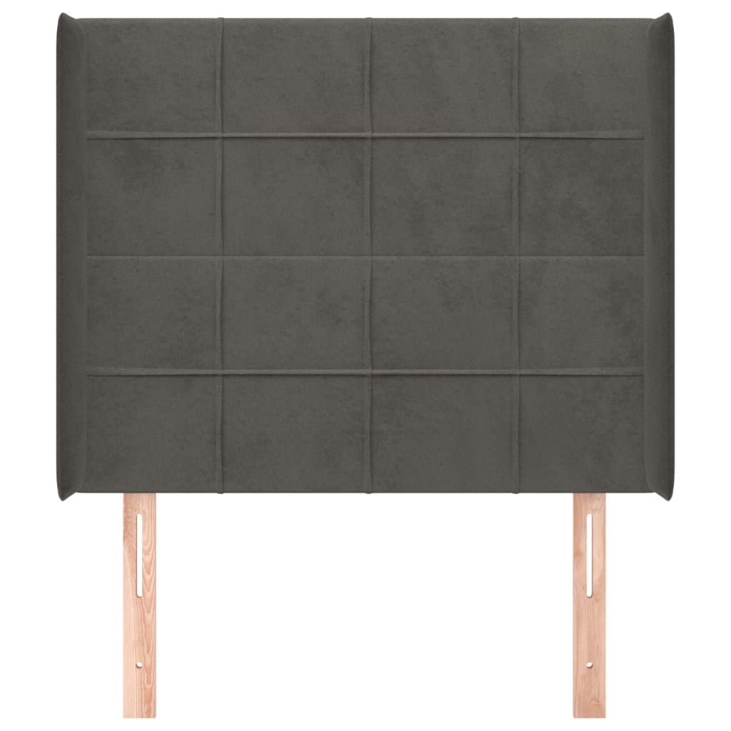 Uzglavlje s ušima tamnosivo 93x16x118/128 cm baršunasto