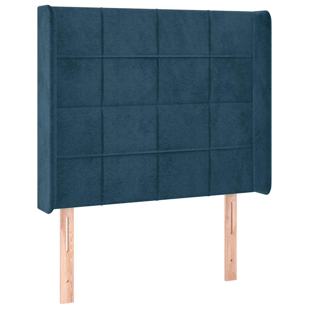 Uzglavlje s ušima tamnoplavo 93x16x118/128 cm baršunasto