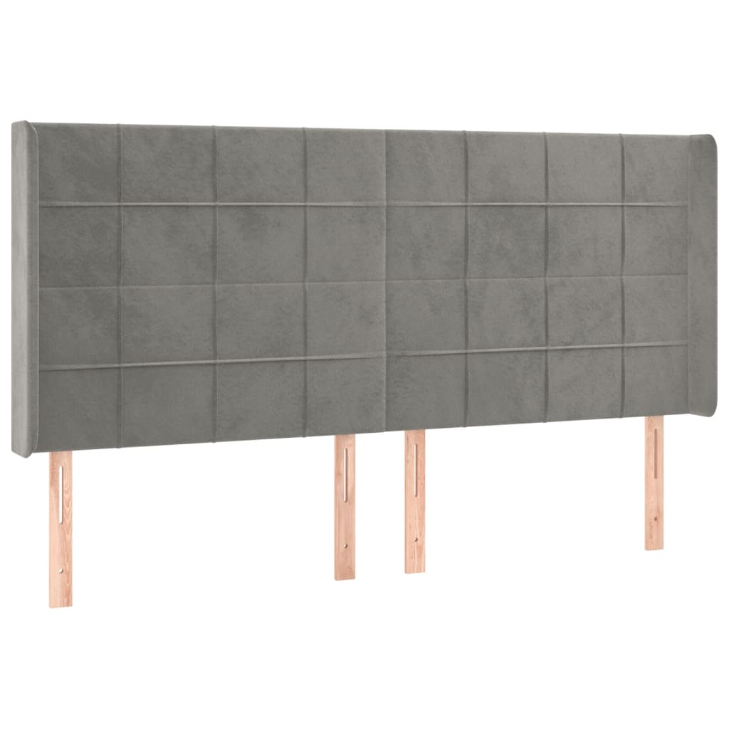 Uzglavlje s ušima svjetlosivo 163x16x118/128 cm baršunasto