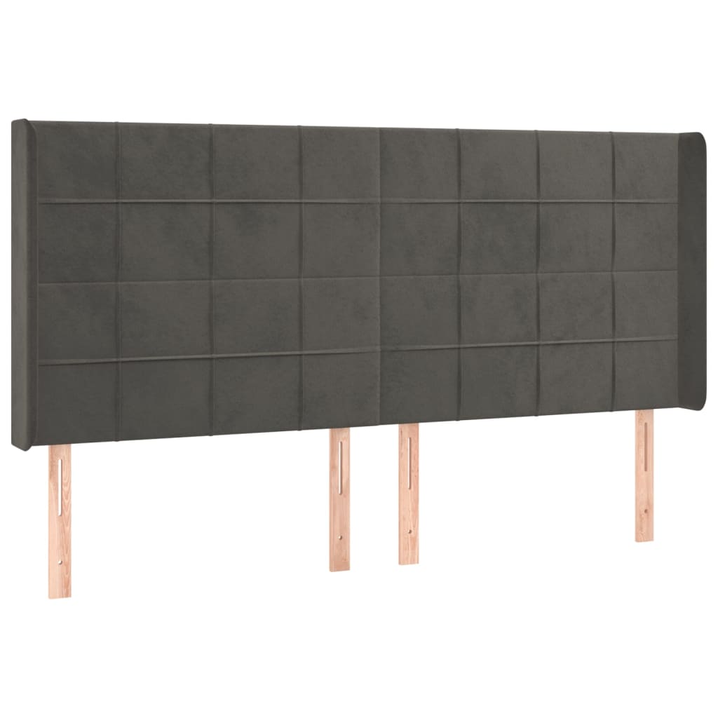 Uzglavlje s ušima tamnosivo 183x16x118/128 cm baršunasto