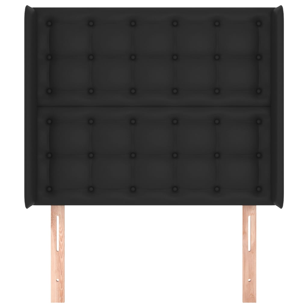 Uzglavlje s ušima crno 93x16x118/128 cm od umjetne kože