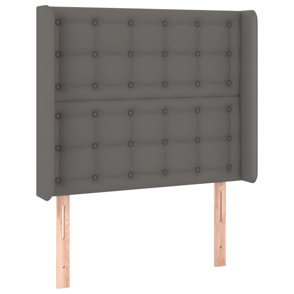 Uzglavlje s ušima sivo 93x16x118/128 cm od umjetne kože