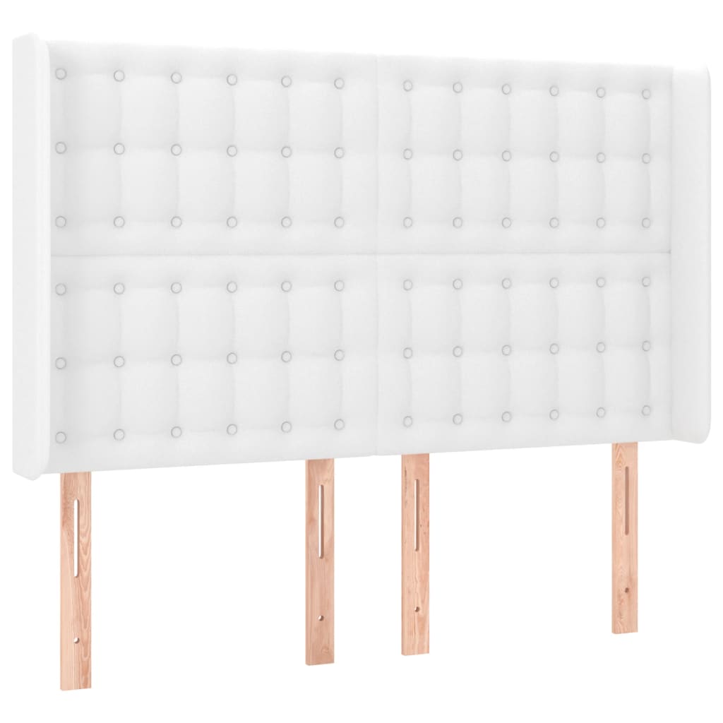 Uzglavlje s ušima bijelo 147x16x118/128 cm od umjetne kože