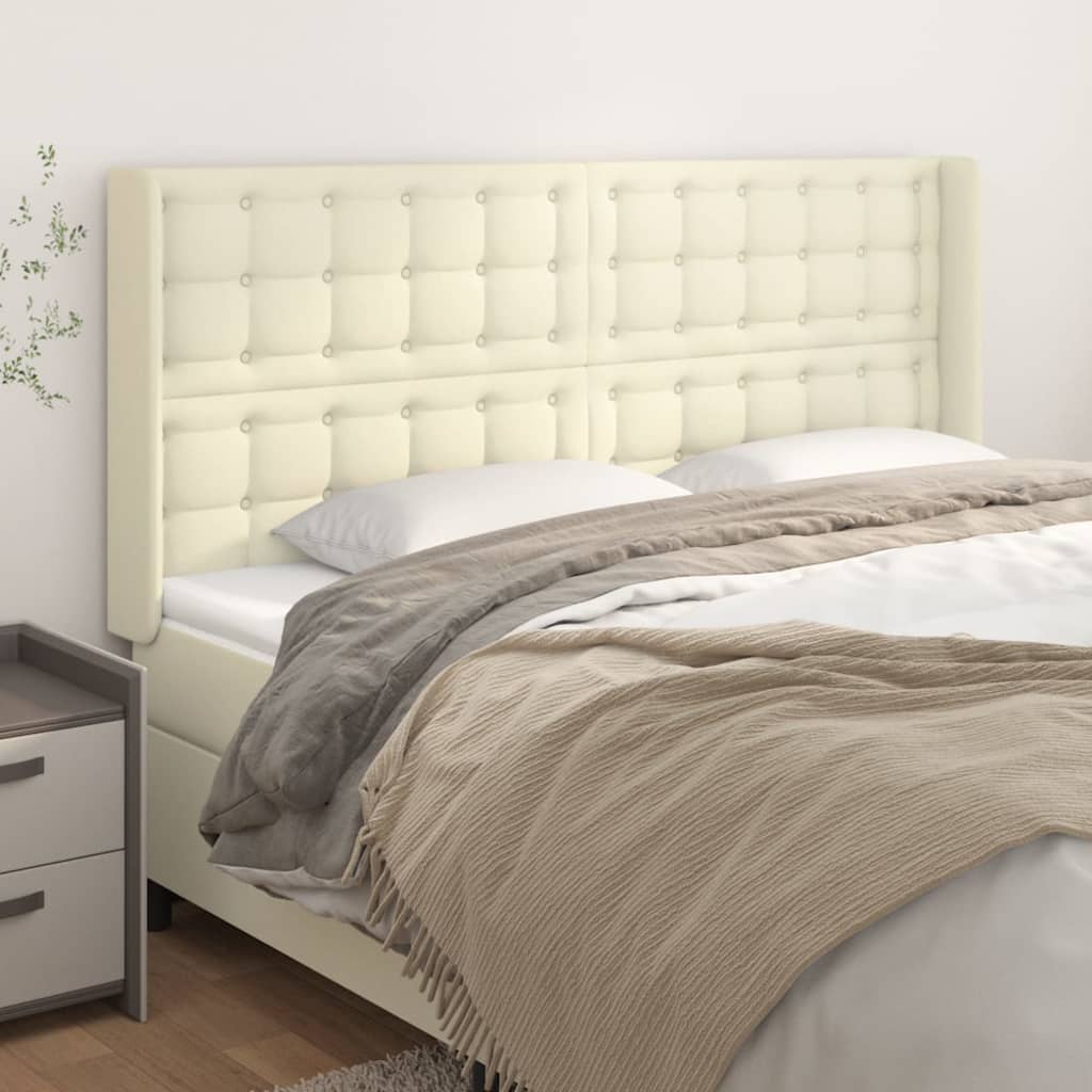 Uzglavlje s ušima krem 183x16x118/128 cm od umjetne kože