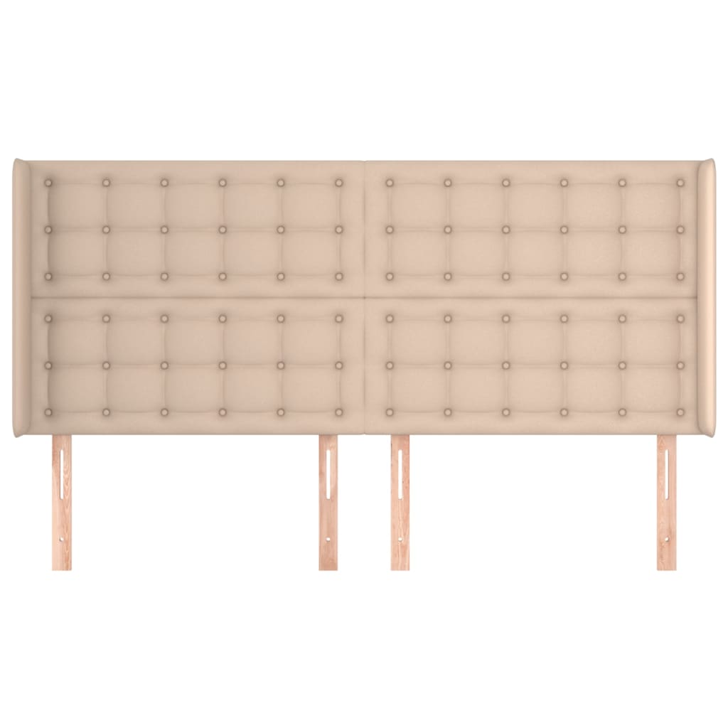 Uzglavlje s ušima boja cappuccina 183x16x118/128cm umjetna koža