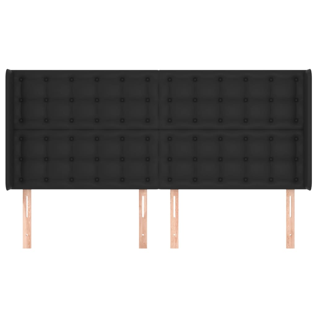 Uzglavlje s ušima crno 203x16x118/128 cm od umjetne kože