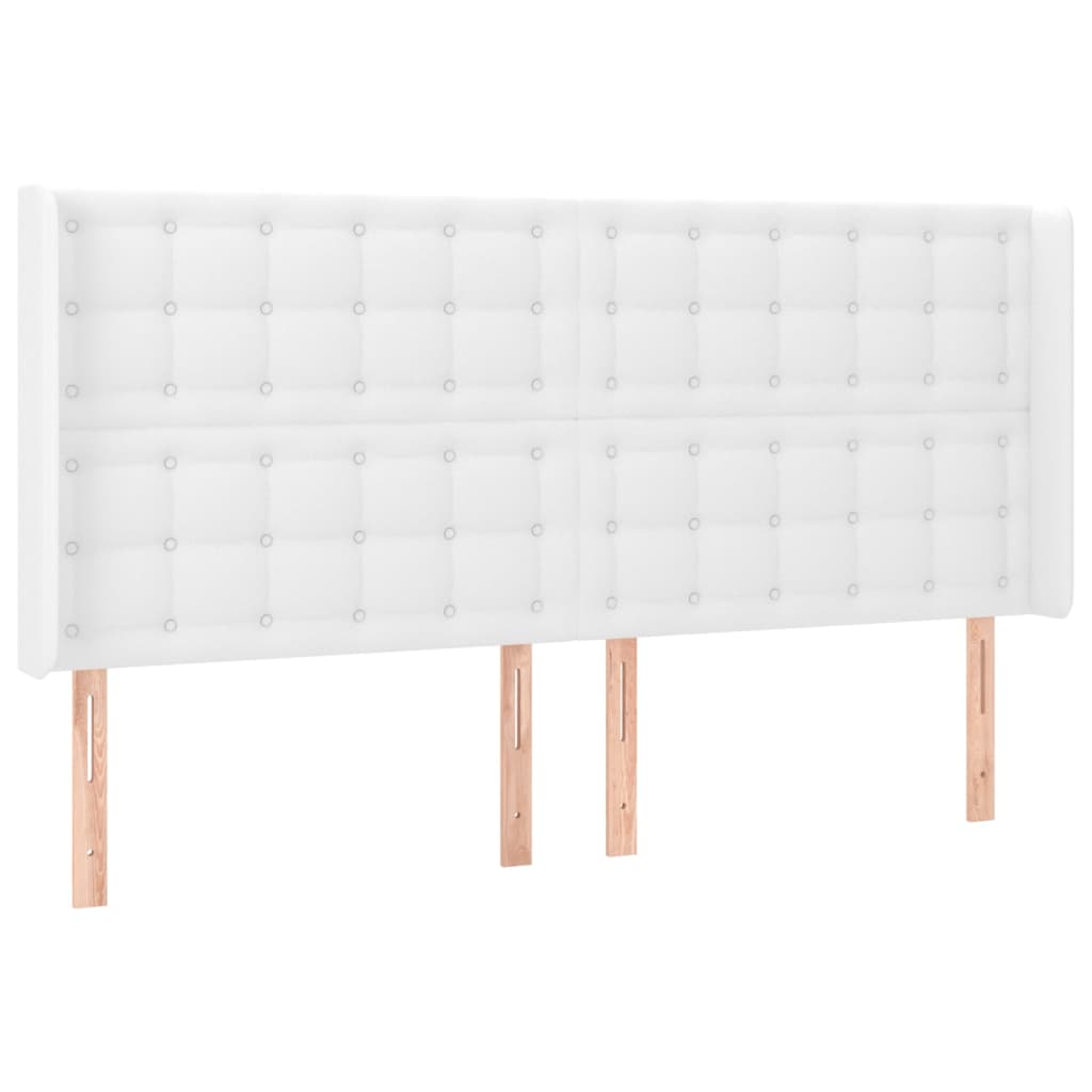 Uzglavlje s ušima bijelo 203x16x118/128 cm od umjetne kože