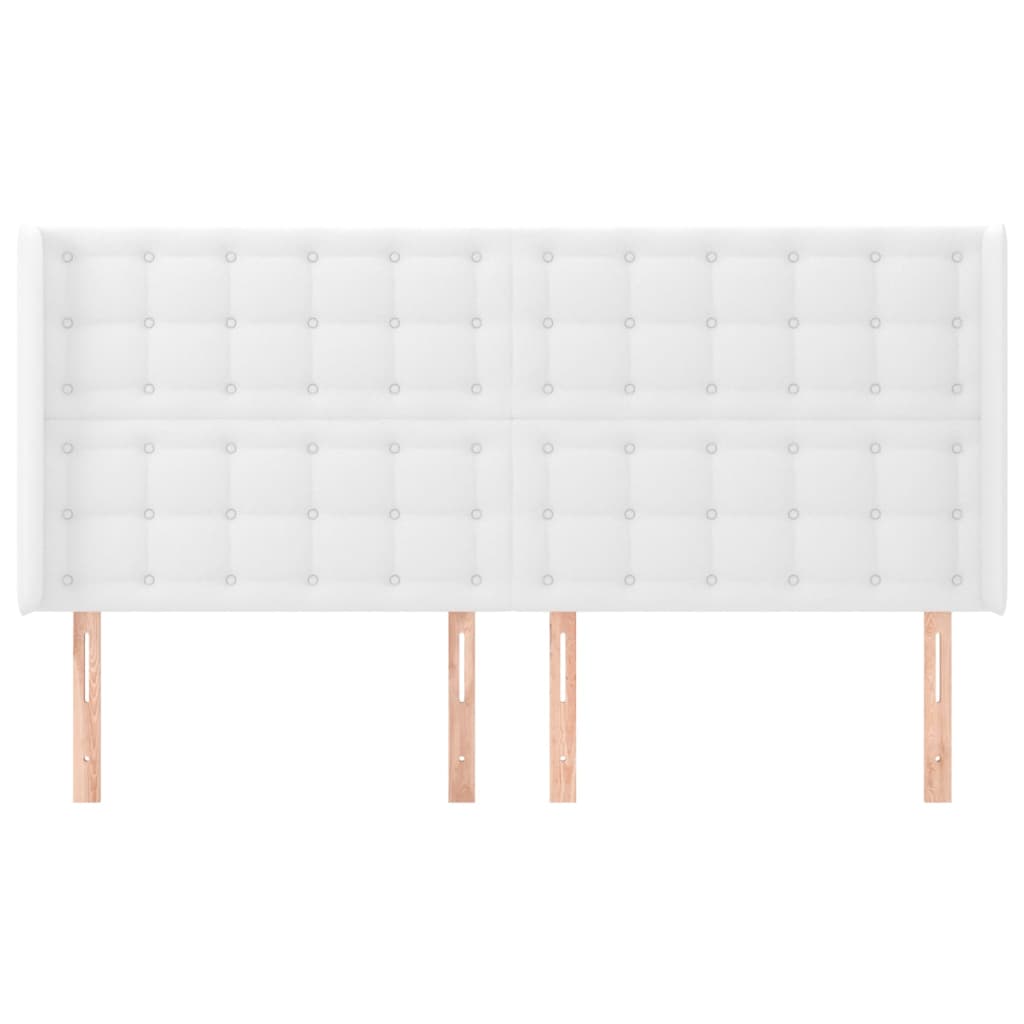 Uzglavlje s ušima bijelo 203x16x118/128 cm od umjetne kože