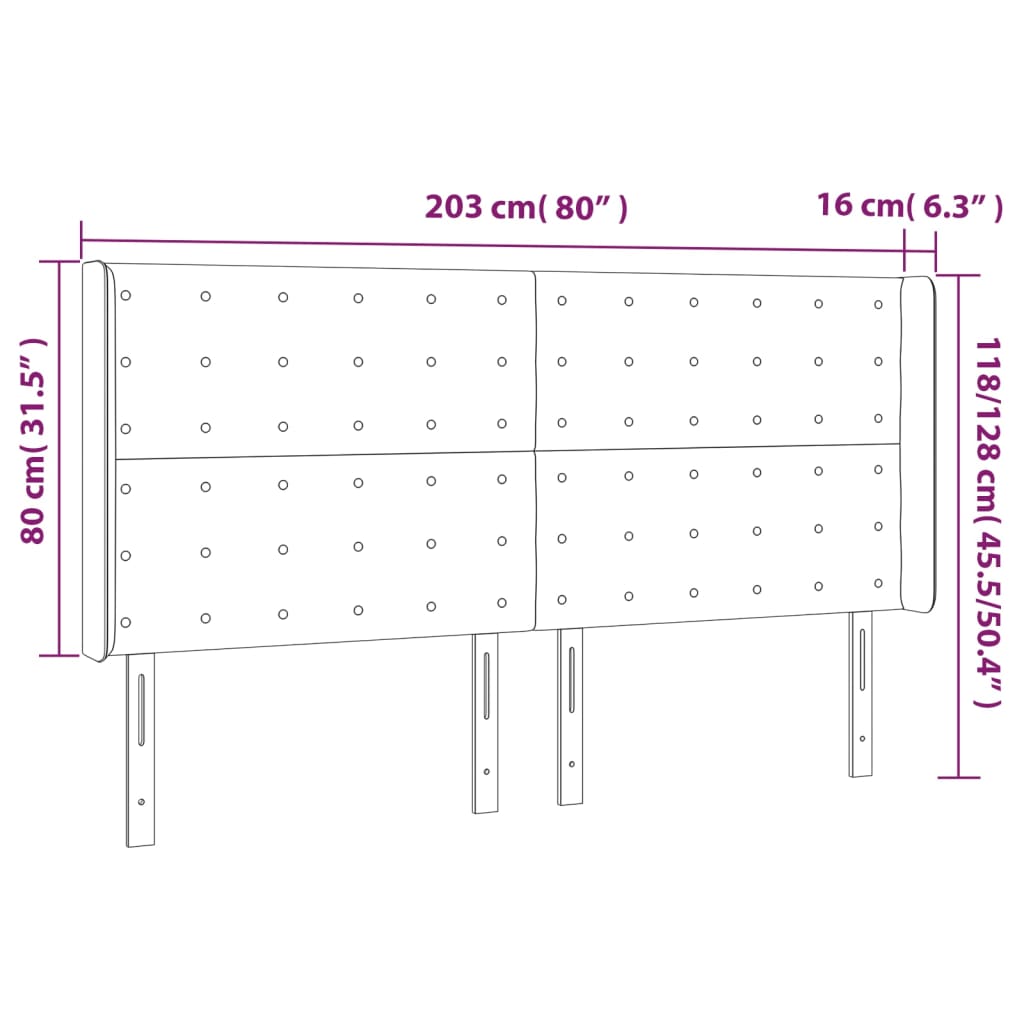 Uzglavlje s ušima krem 203x16x118/128 cm od umjetne kože