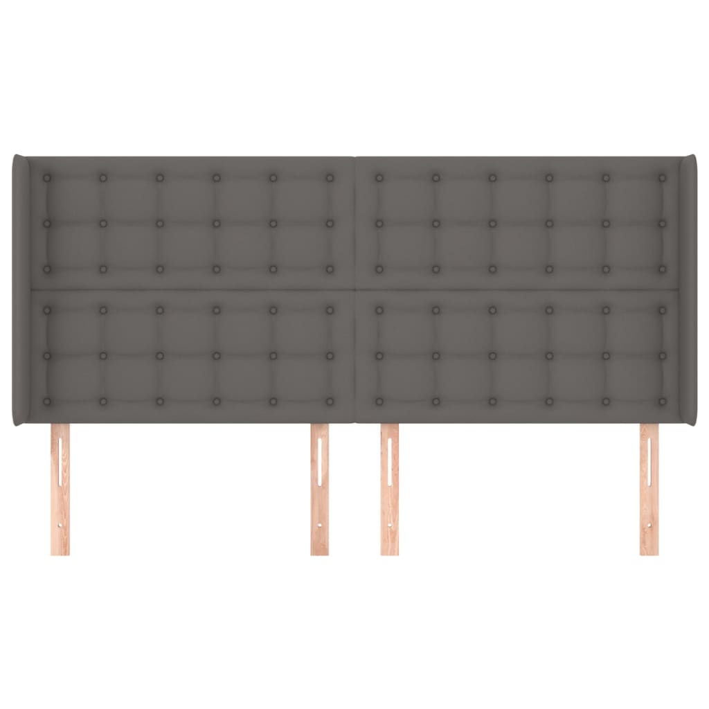 Uzglavlje s ušima sivo 203x16x118/128 cm od umjetne kože