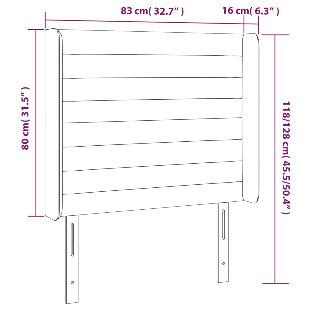 Uzglavlje s ušima krem 83x16x118/128 cm od tkanine
