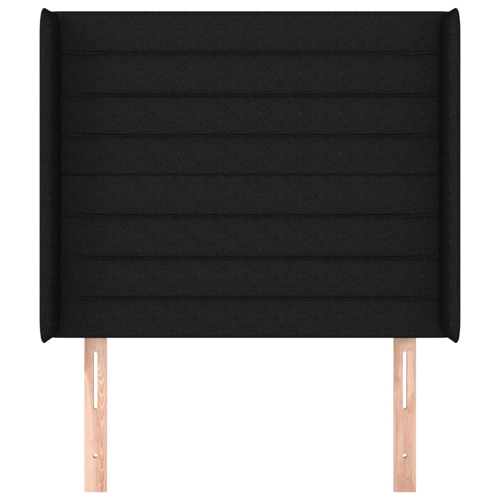 Uzglavlje s ušima crno 103x16x118/128 cm od tkanine