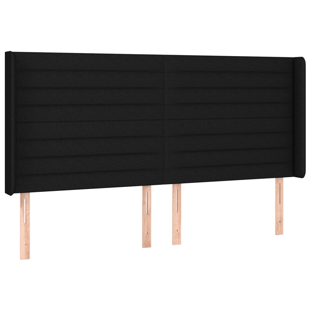 Uzglavlje s ušima crno 163x16x118/128 cm od tkanine