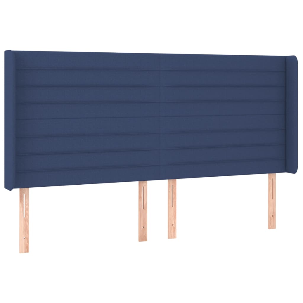 Uzglavlje s ušima plavo 203x16x118/128 cm od tkanine