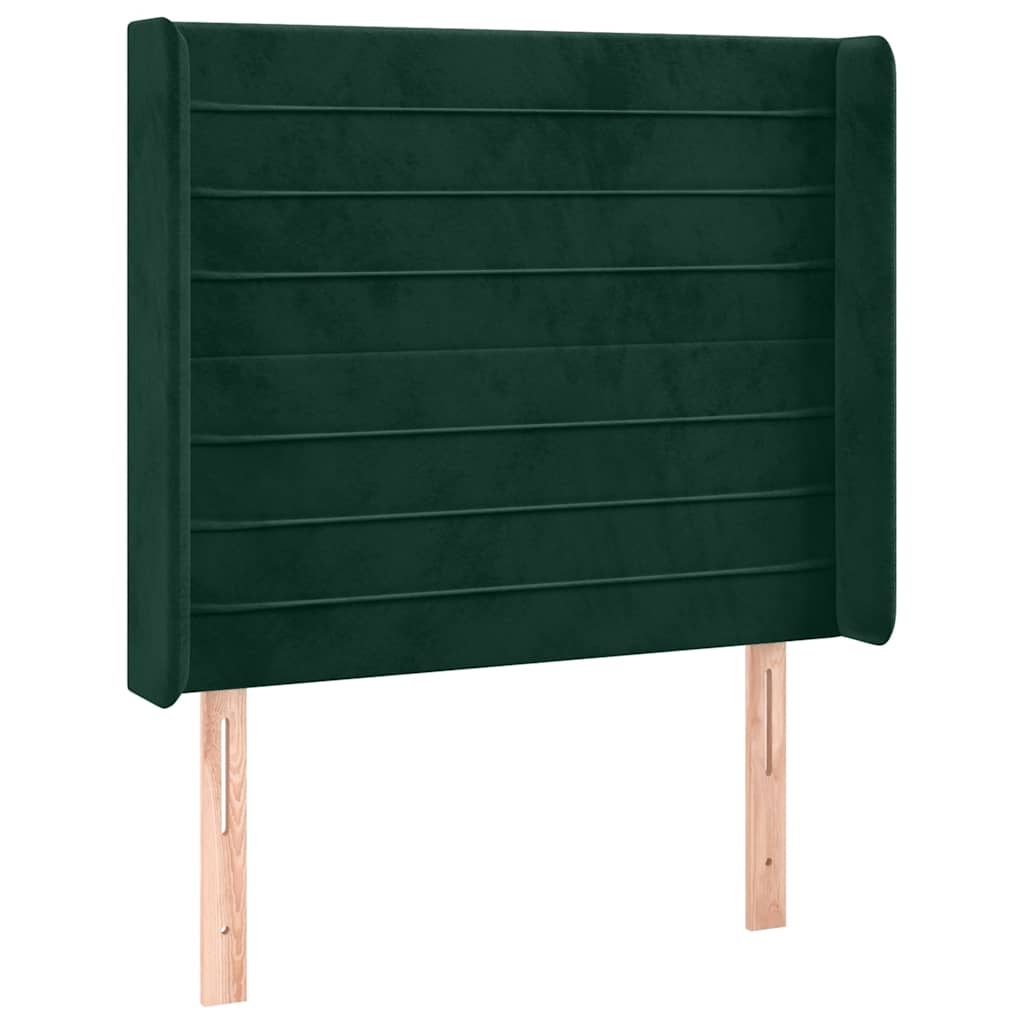 Uzglavlje s ušima tamnozeleno 83x16x118/128 cm baršunasto