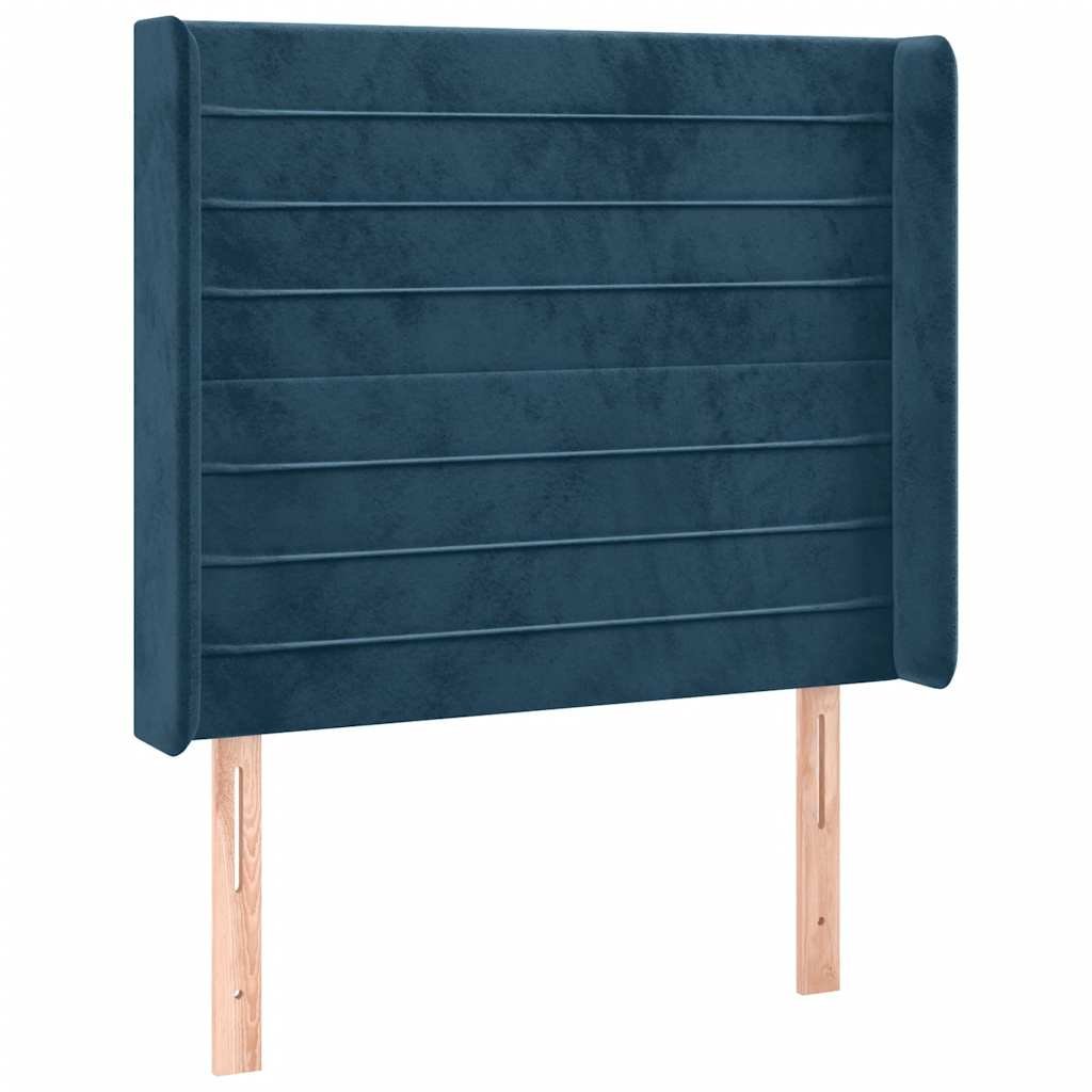Uzglavlje s ušima tamnoplavo 93x16x118/128 cm baršunasto