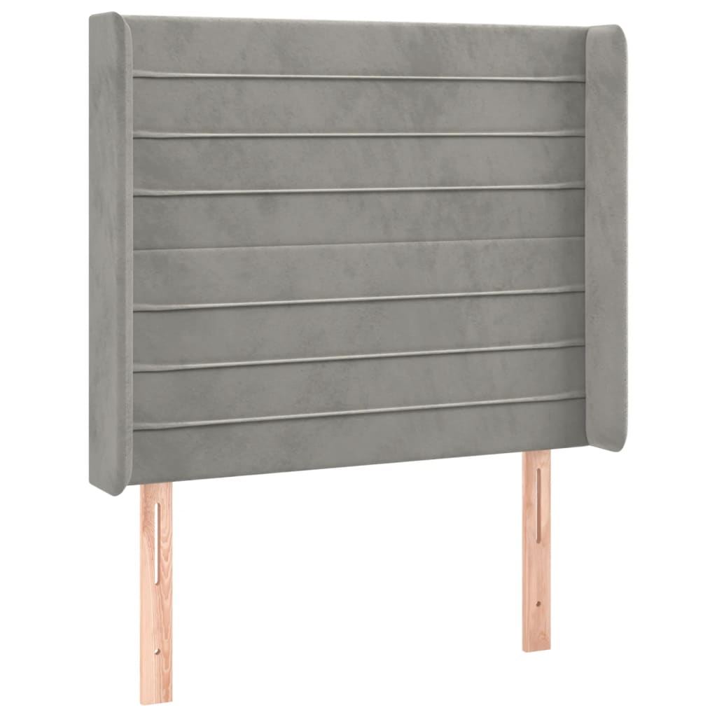 Uzglavlje s ušima svjetlosivo 103x16x118/128 cm baršunasto