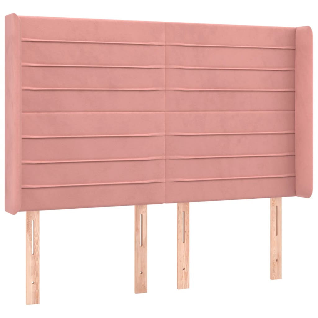 Uzglavlje s ušima ružičasto 147x16x118/128 cm baršunasto