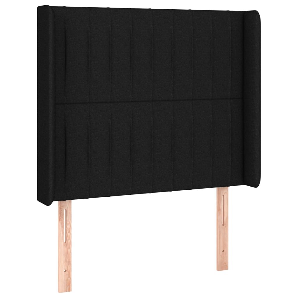 Uzglavlje s ušima crno 83x16x118/128 cm od tkanine