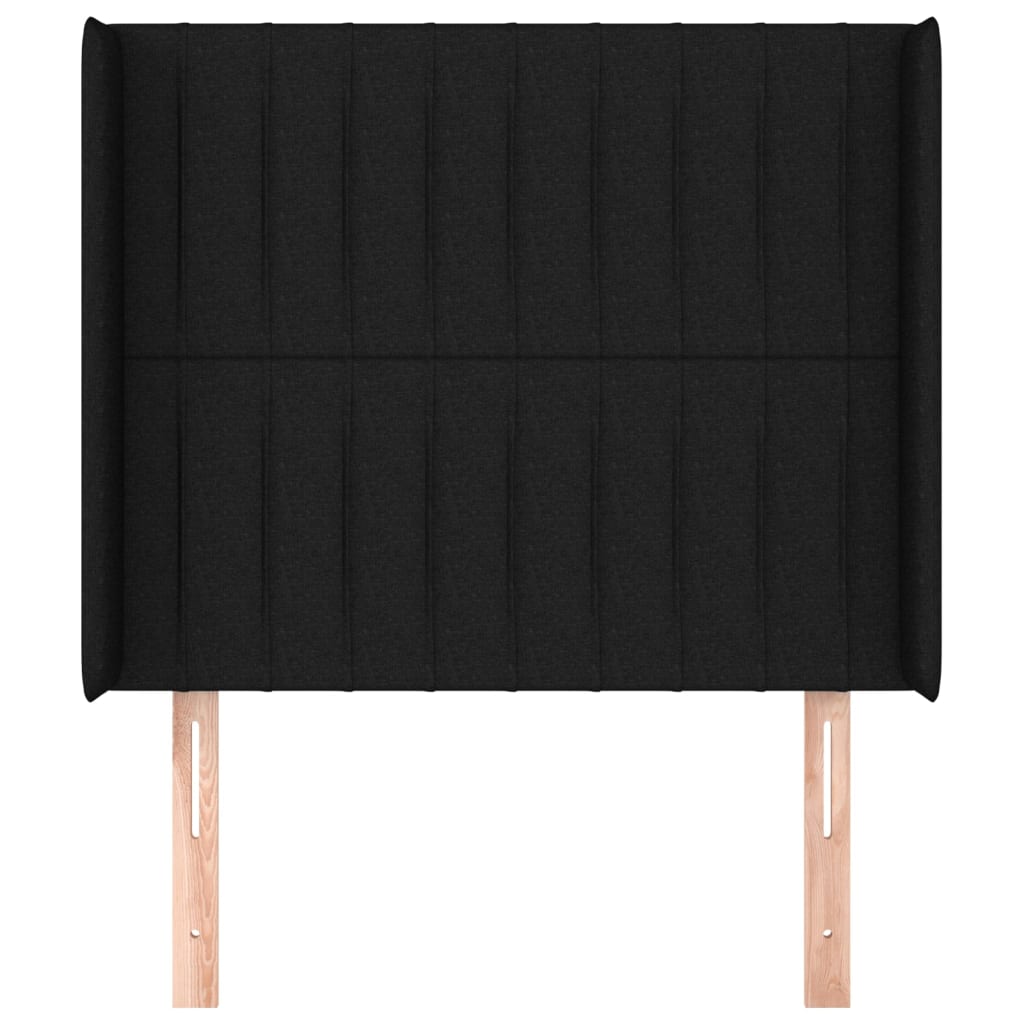 Uzglavlje s ušima crno 83x16x118/128 cm od tkanine