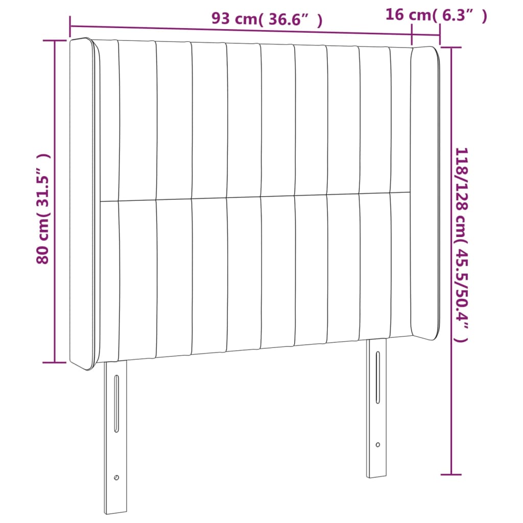 Uzglavlje s ušima krem 93x16x118/128 cm od tkanine
