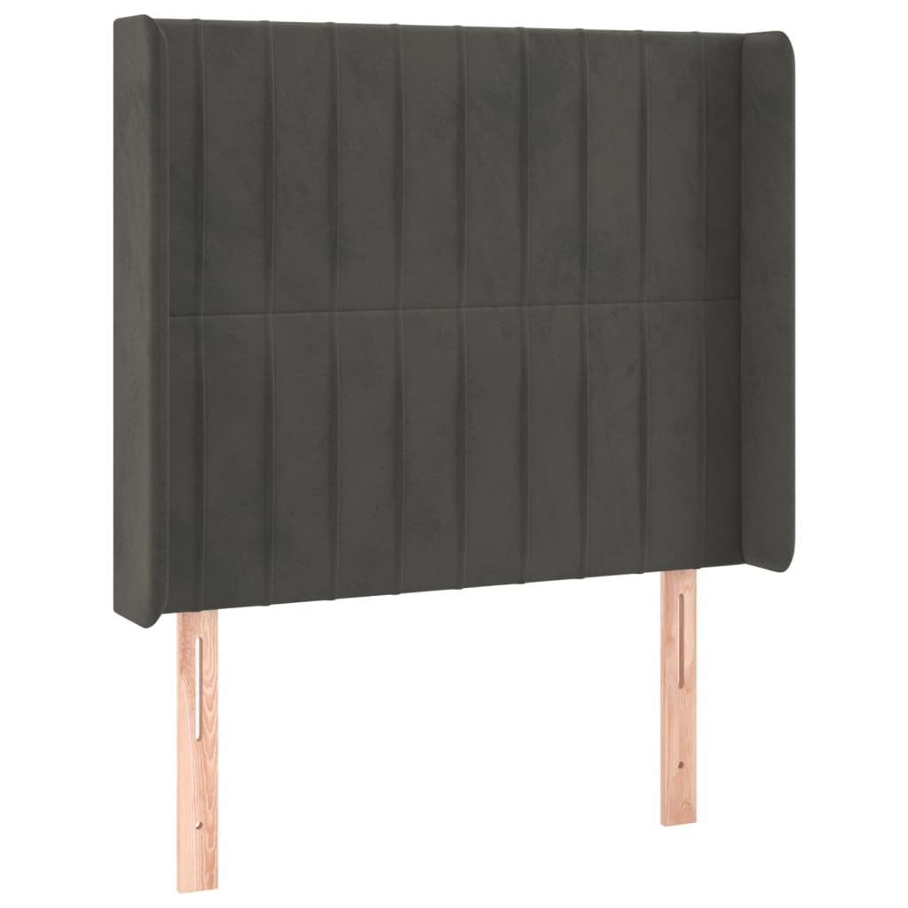 Uzglavlje s ušima tamnosivo 83x16x118/128 cm baršunasto