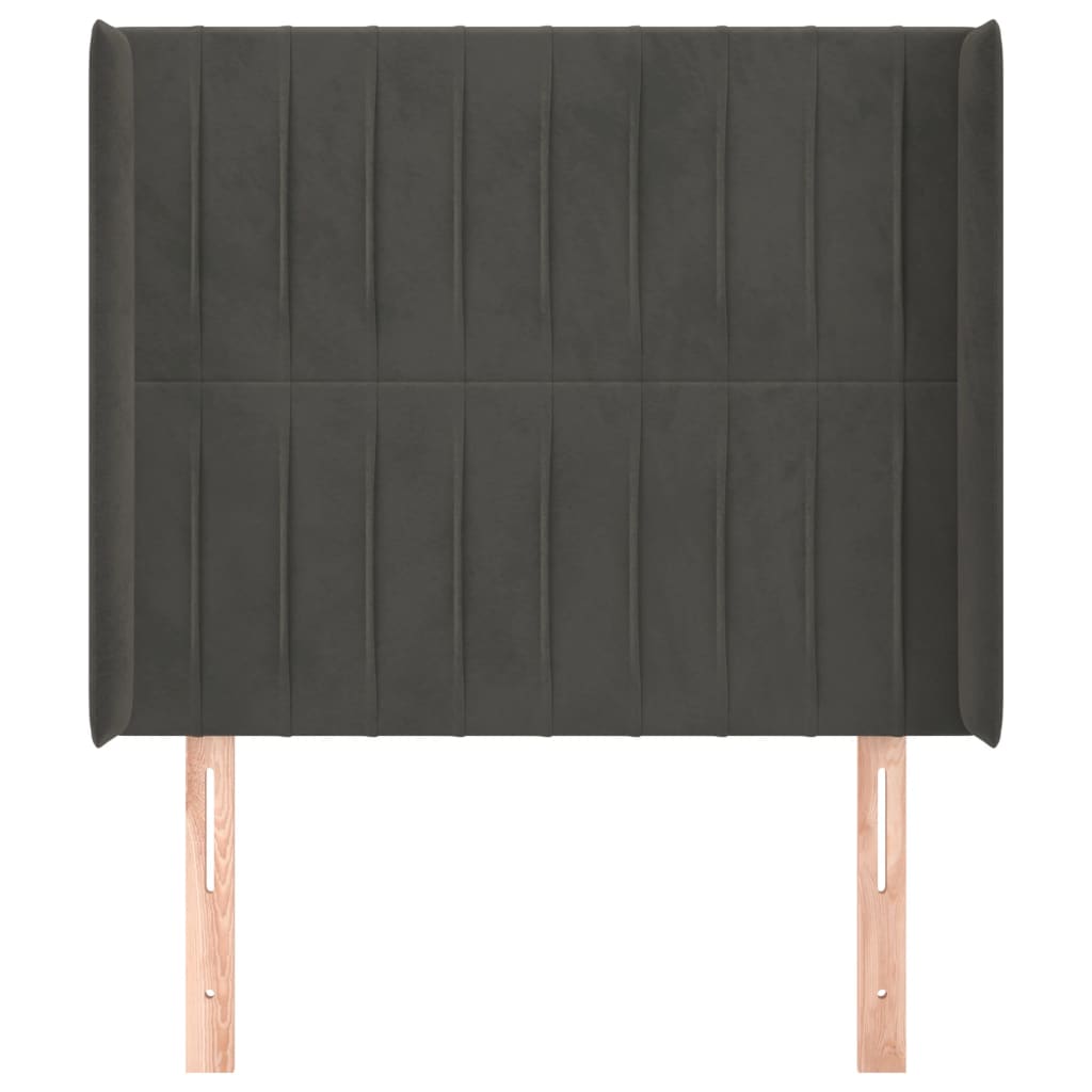 Uzglavlje s ušima tamnosivo 83x16x118/128 cm baršunasto