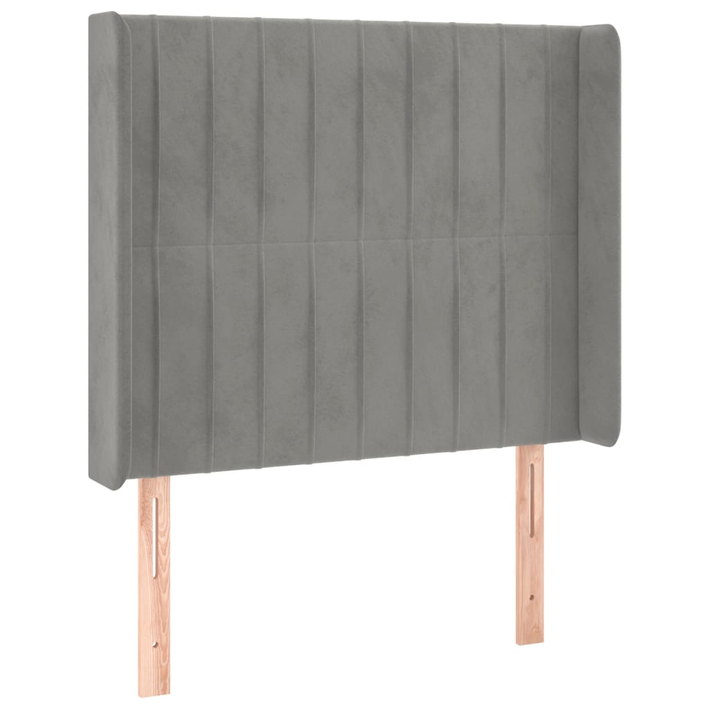 Uzglavlje s ušima svjetlosivo 103x16x118/128 cm baršunasto