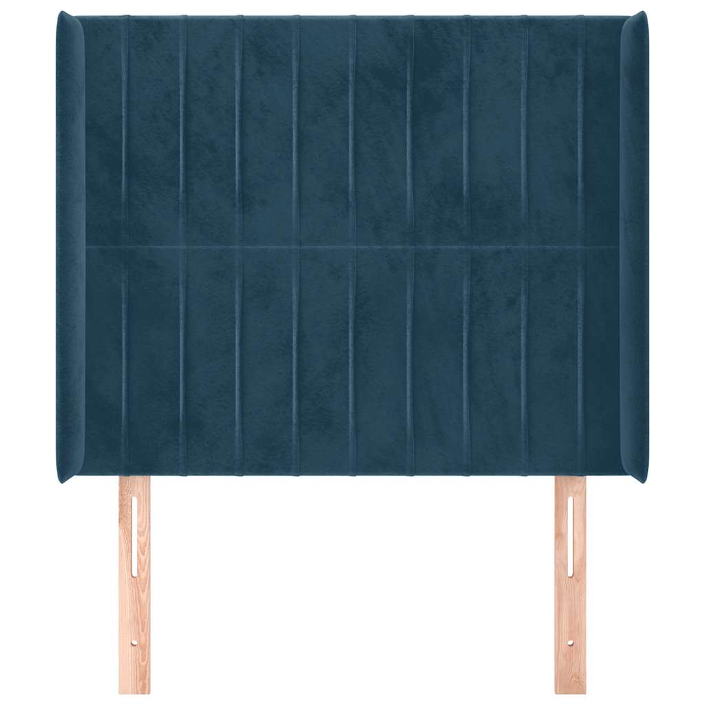 Uzglavlje s ušima tamnoplavo 103x16x118/128 cm baršunasto
