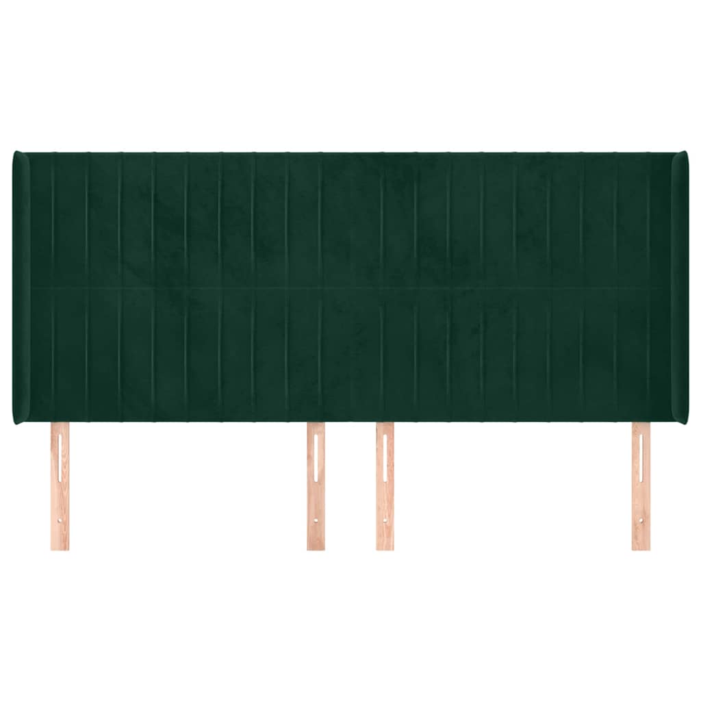 Uzglavlje s ušima tamnozeleno 163x16x118/128 cm baršunasto