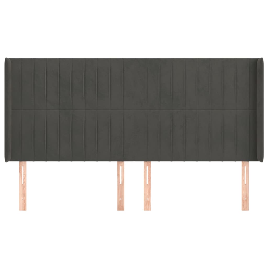 Uzglavlje s ušima tamnosivo 203x16x118/128 cm baršunasto