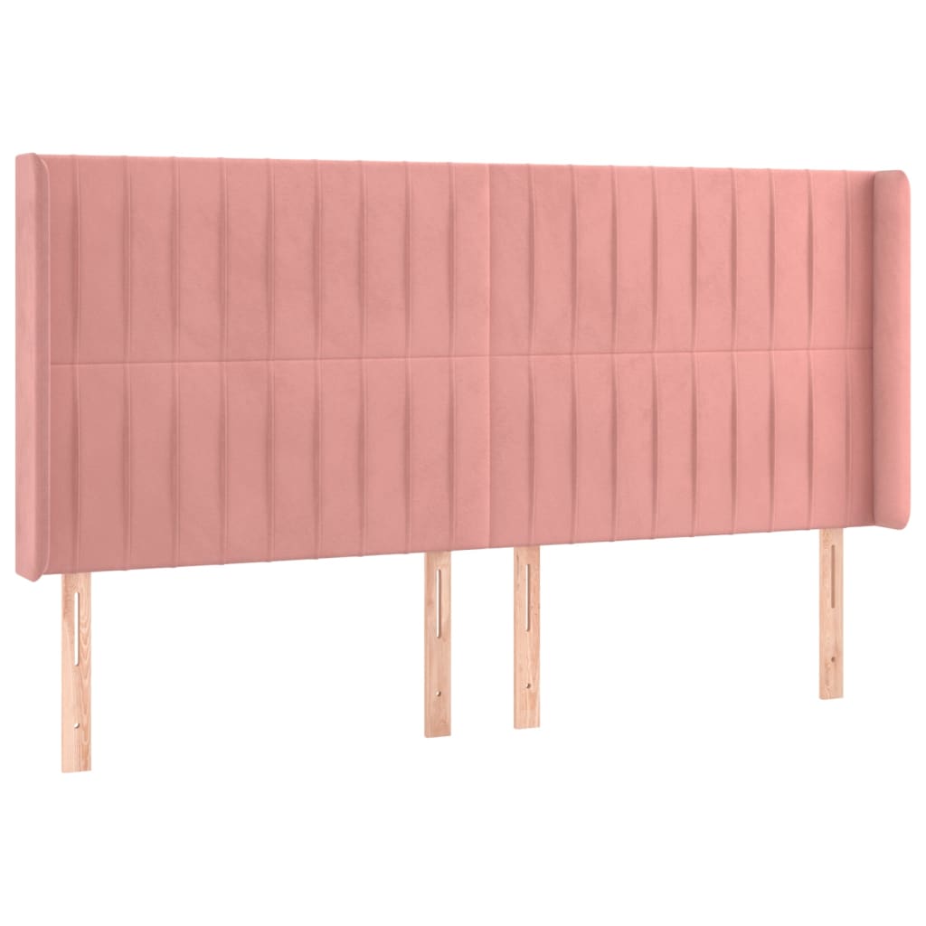 Uzglavlje s ušima ružičasto 203x16x118/128 cm baršunasto