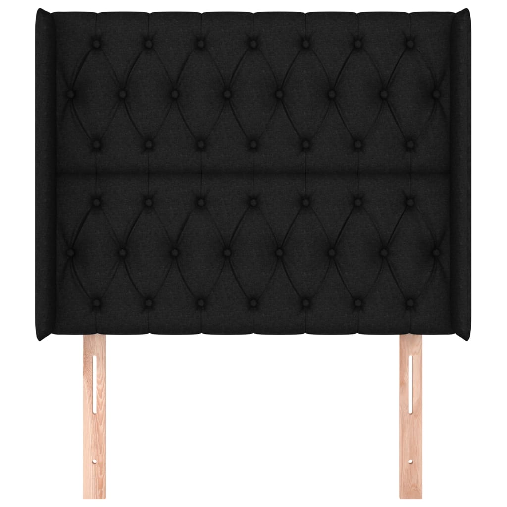 Uzglavlje s ušima crno 93x16x118/128 cm od tkanine