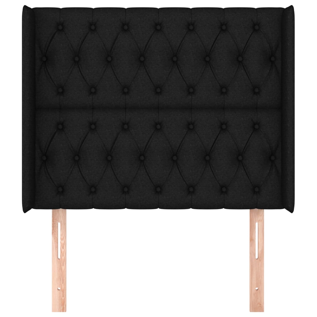 Uzglavlje s ušima crno 103x16x118/128 cm od tkanine
