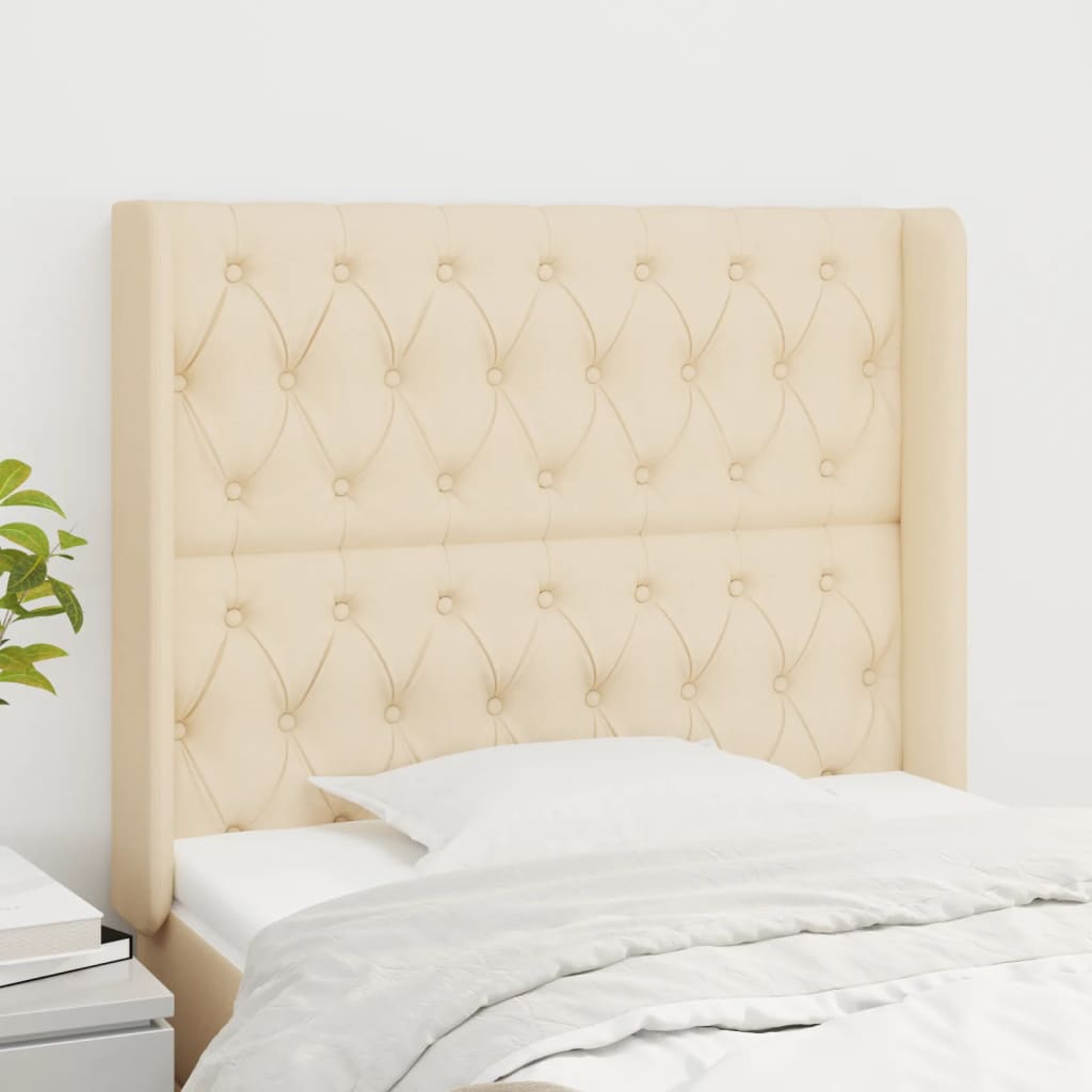 Uzglavlje s ušima krem 103x16x118/128 cm od tkanine