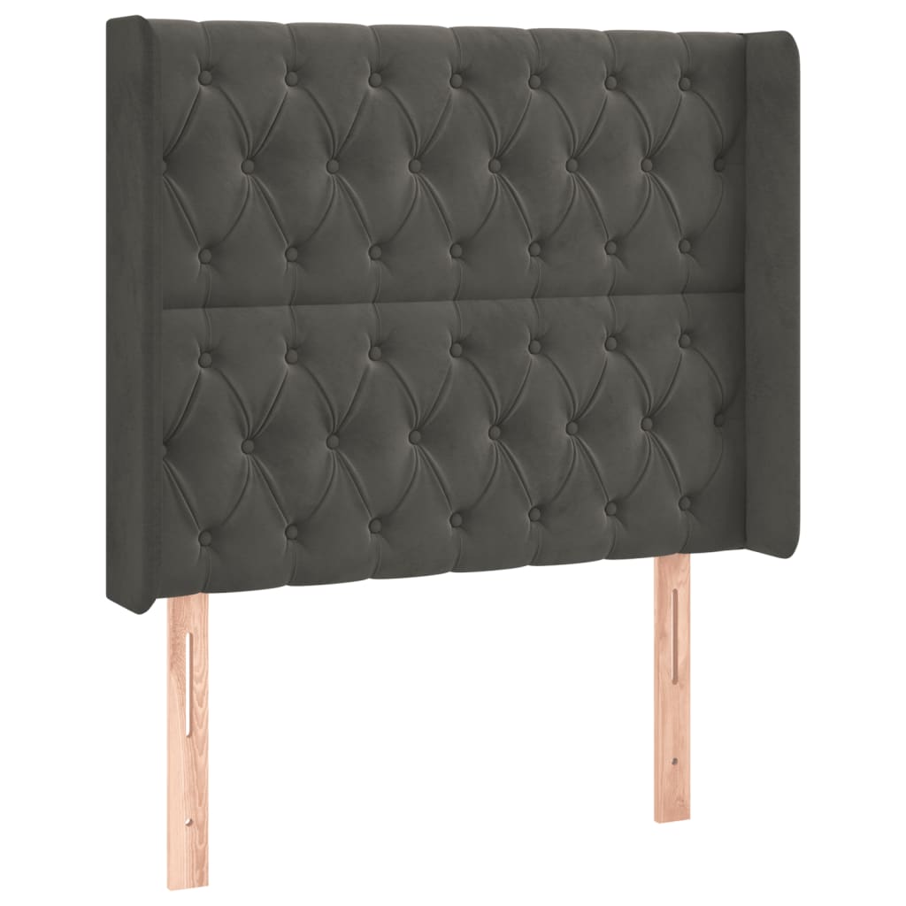 Uzglavlje s ušima tamnosivo 93x16x118/128 cm baršunasto