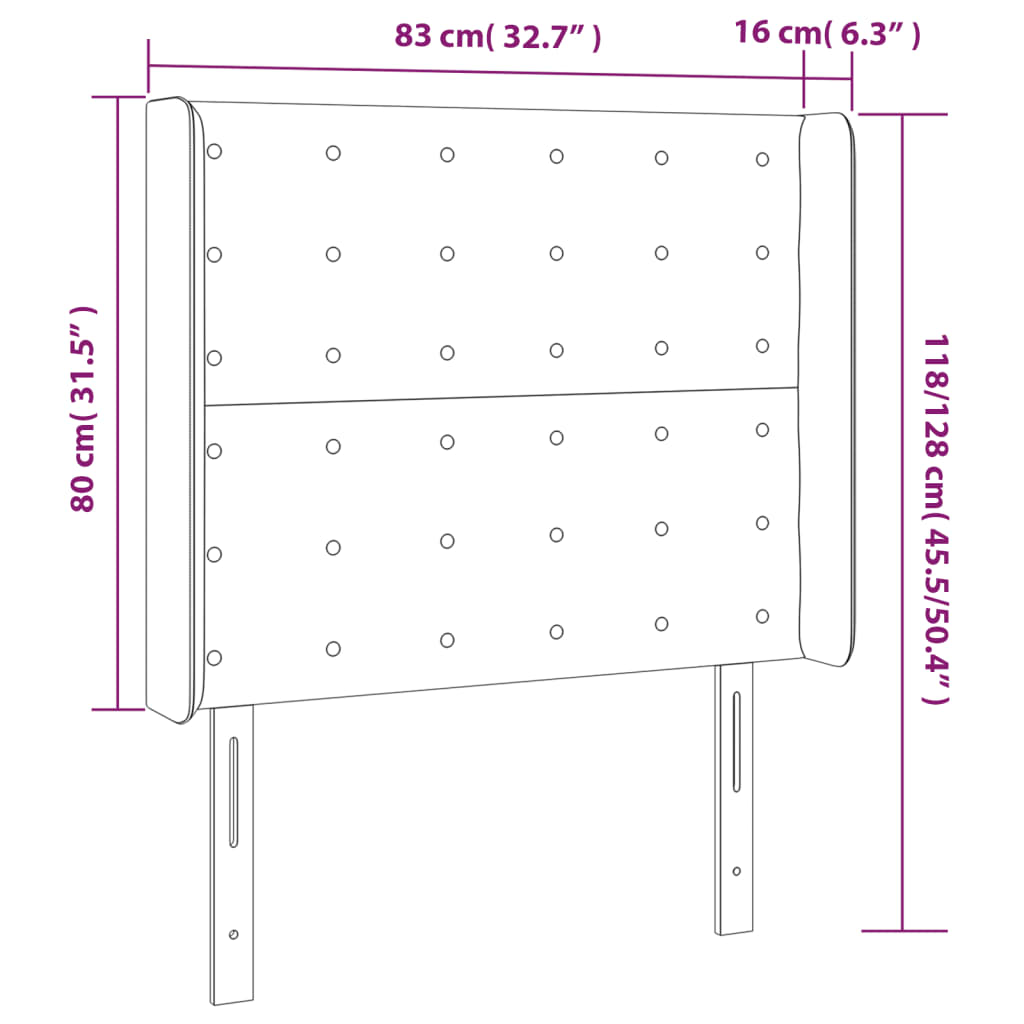 Uzglavlje s ušima krem 83x16x118/128 cm od tkanine