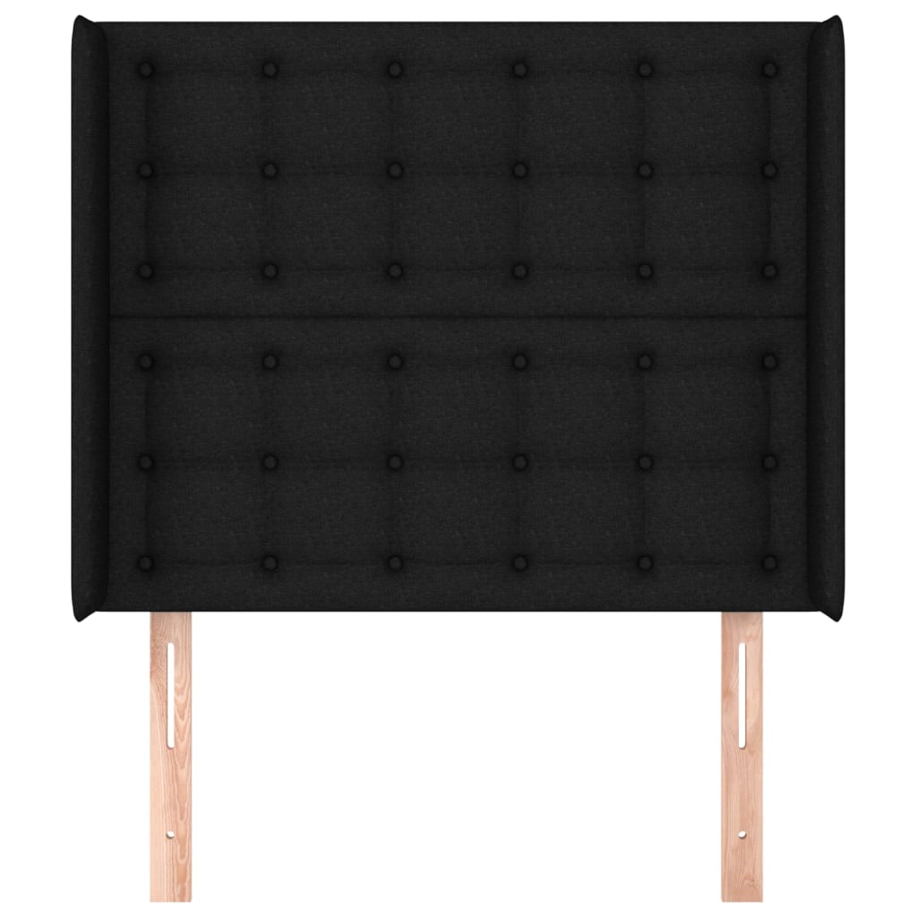 Uzglavlje s ušima crno 93x16x118/128 cm od tkanine