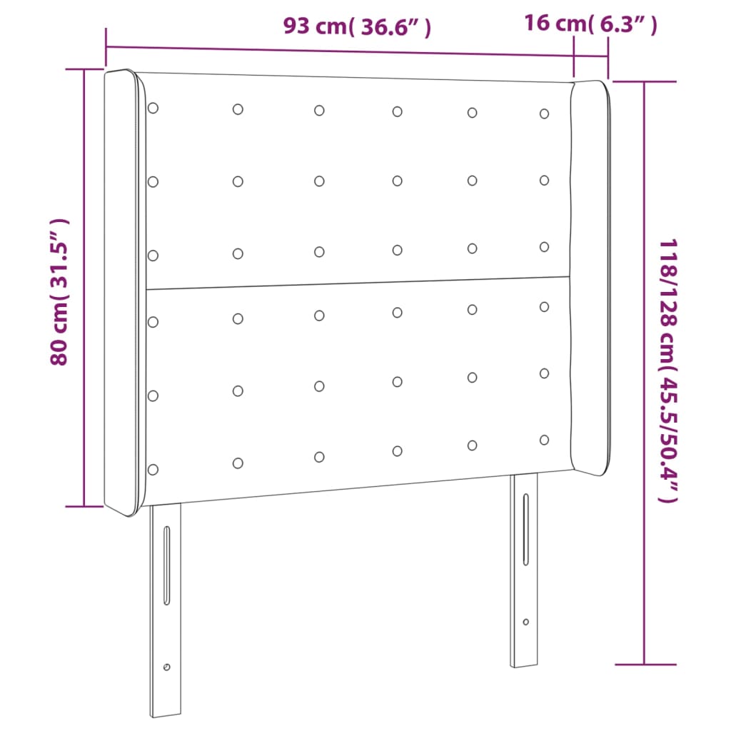 Uzglavlje s ušima krem 93x16x118/128 cm od tkanine