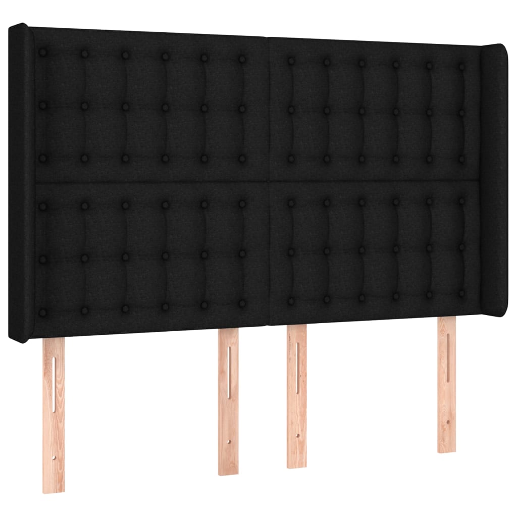 Uzglavlje s ušima crno 147x16x118/128 cm od tkanine