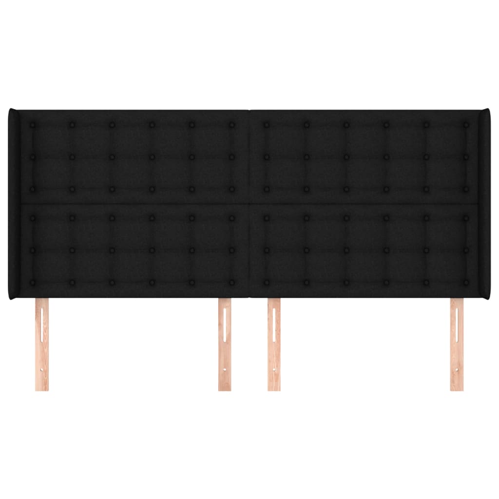 Uzglavlje s ušima crno 163x16x118/128 cm od tkanine