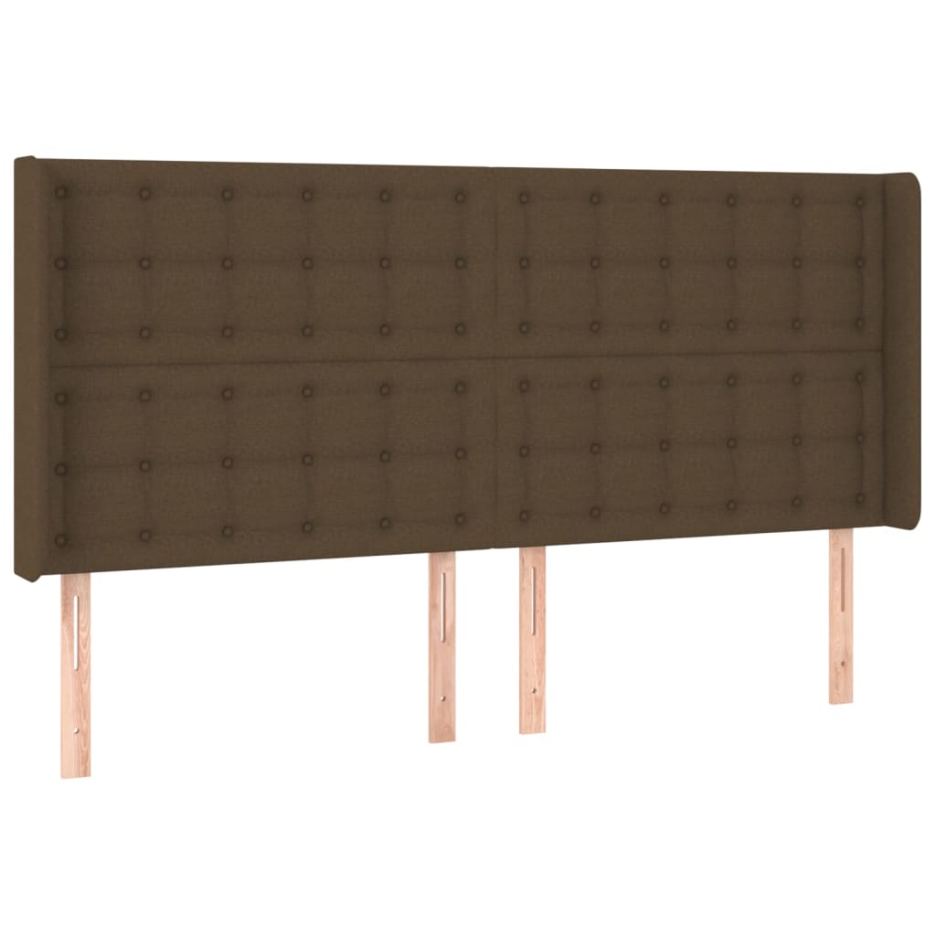 Uzglavlje s ušima tamnosmeđe 163x16x118/128 cm od tkanine