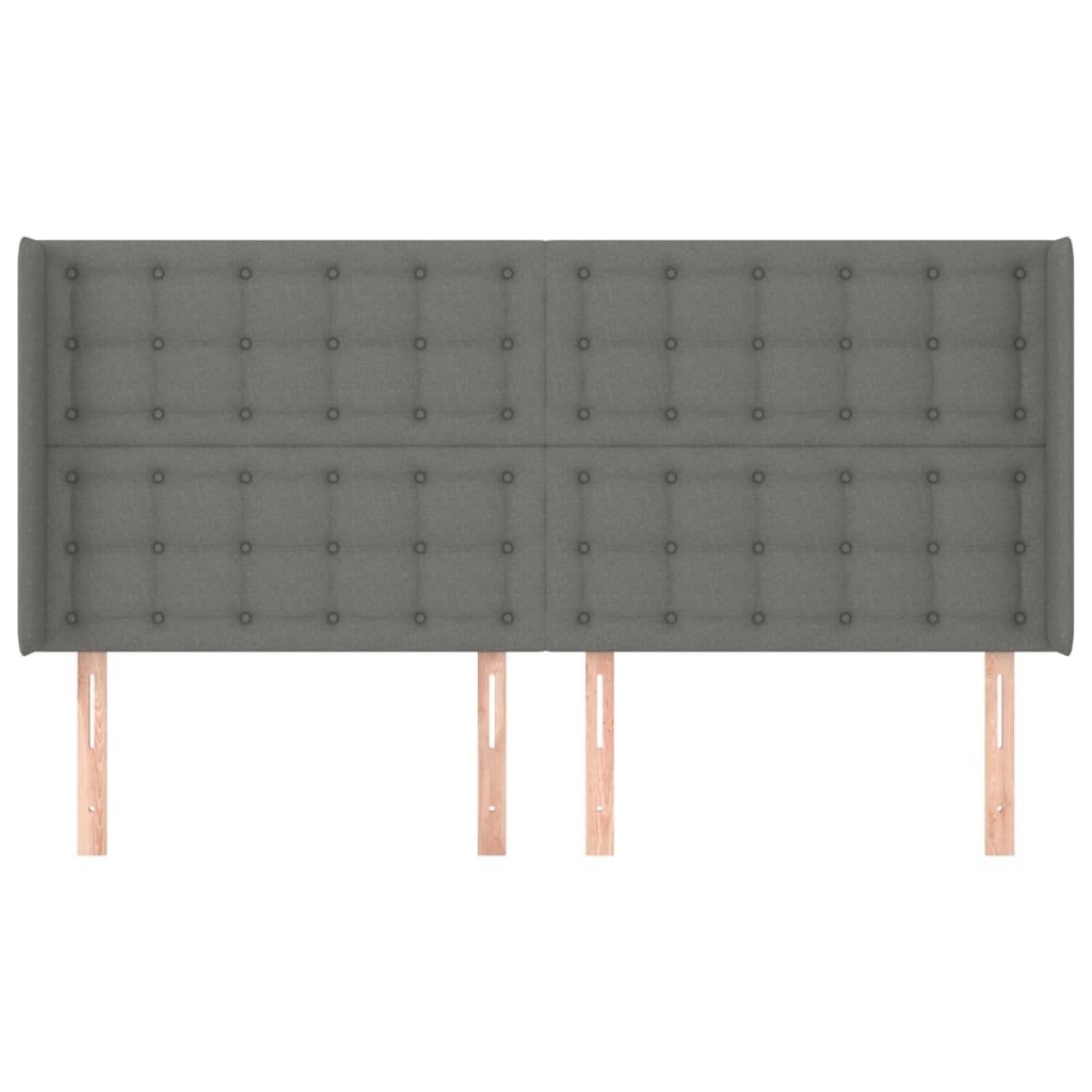 Uzglavlje s ušima tamnosivo 183x16x118/128 cm od tkanine