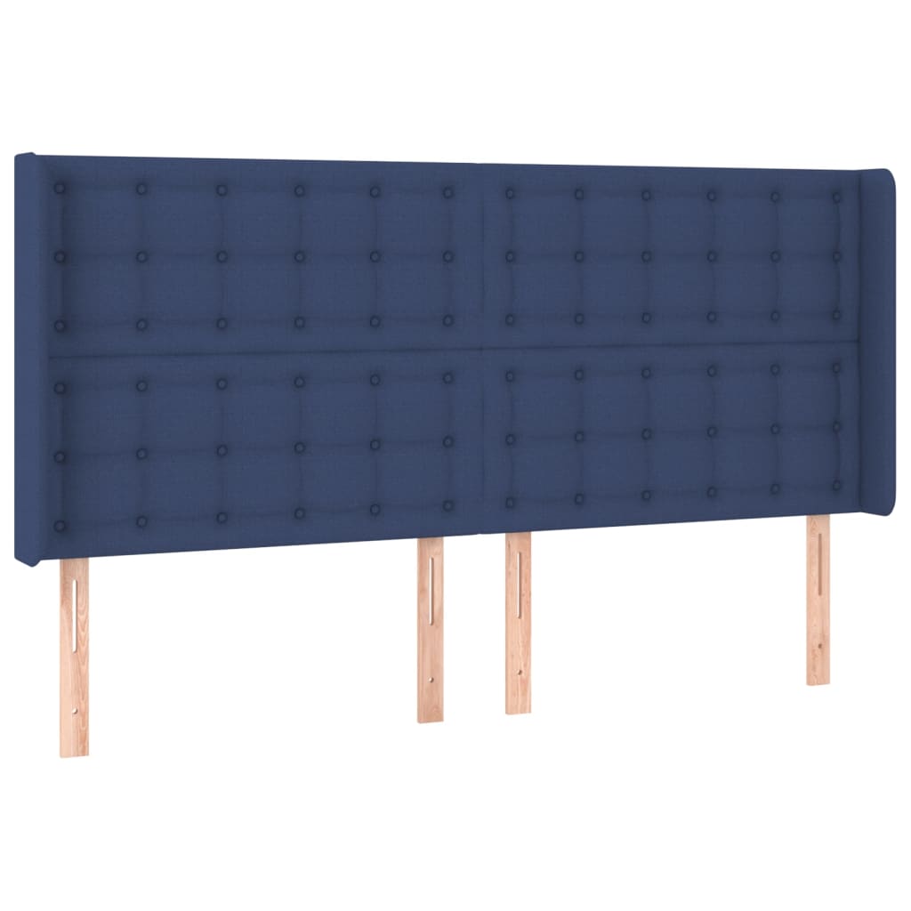 Uzglavlje s ušima plavo 203x16x118/128 cm od tkanine