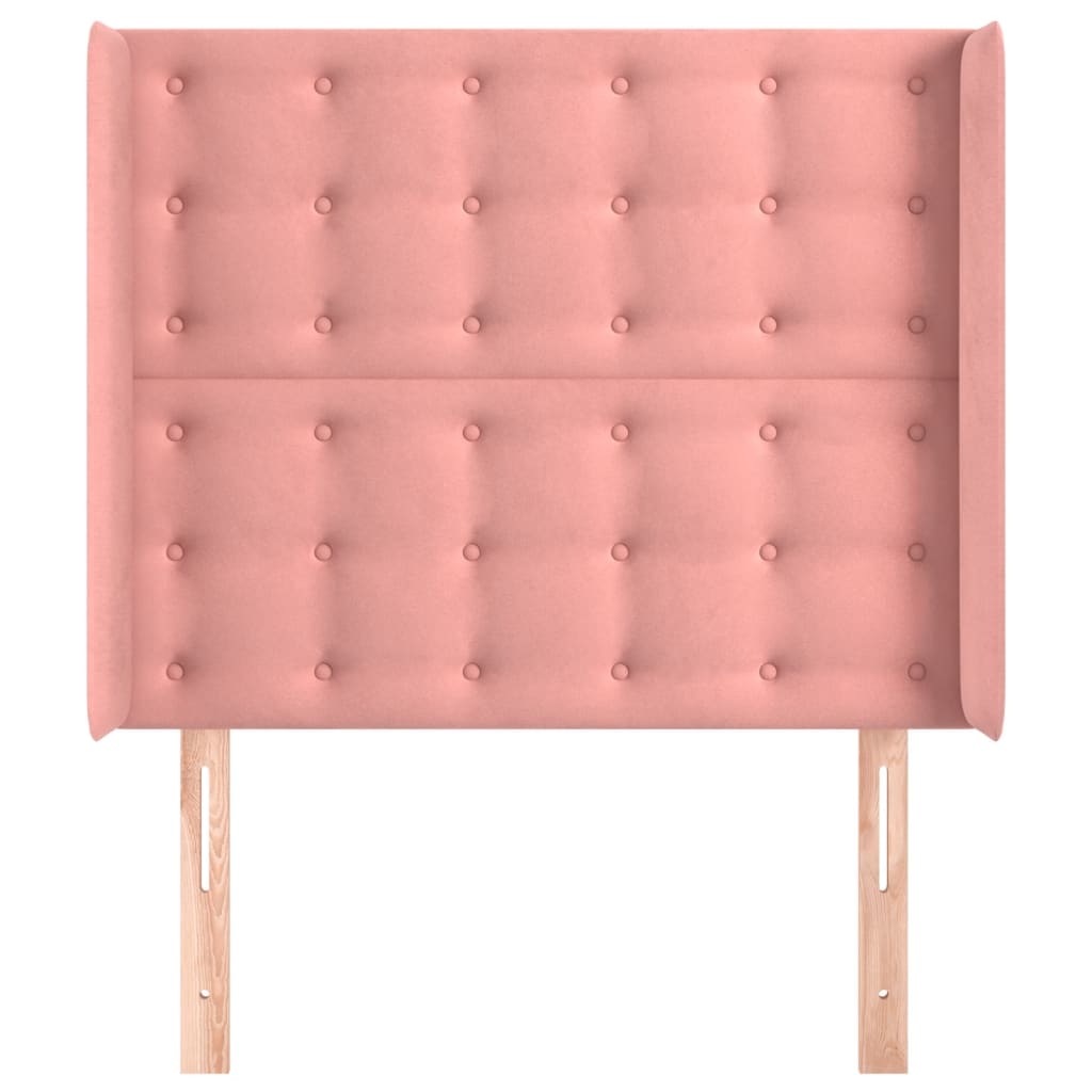 Uzglavlje s ušima ružičasto 83x16x118/128 cm baršunasto