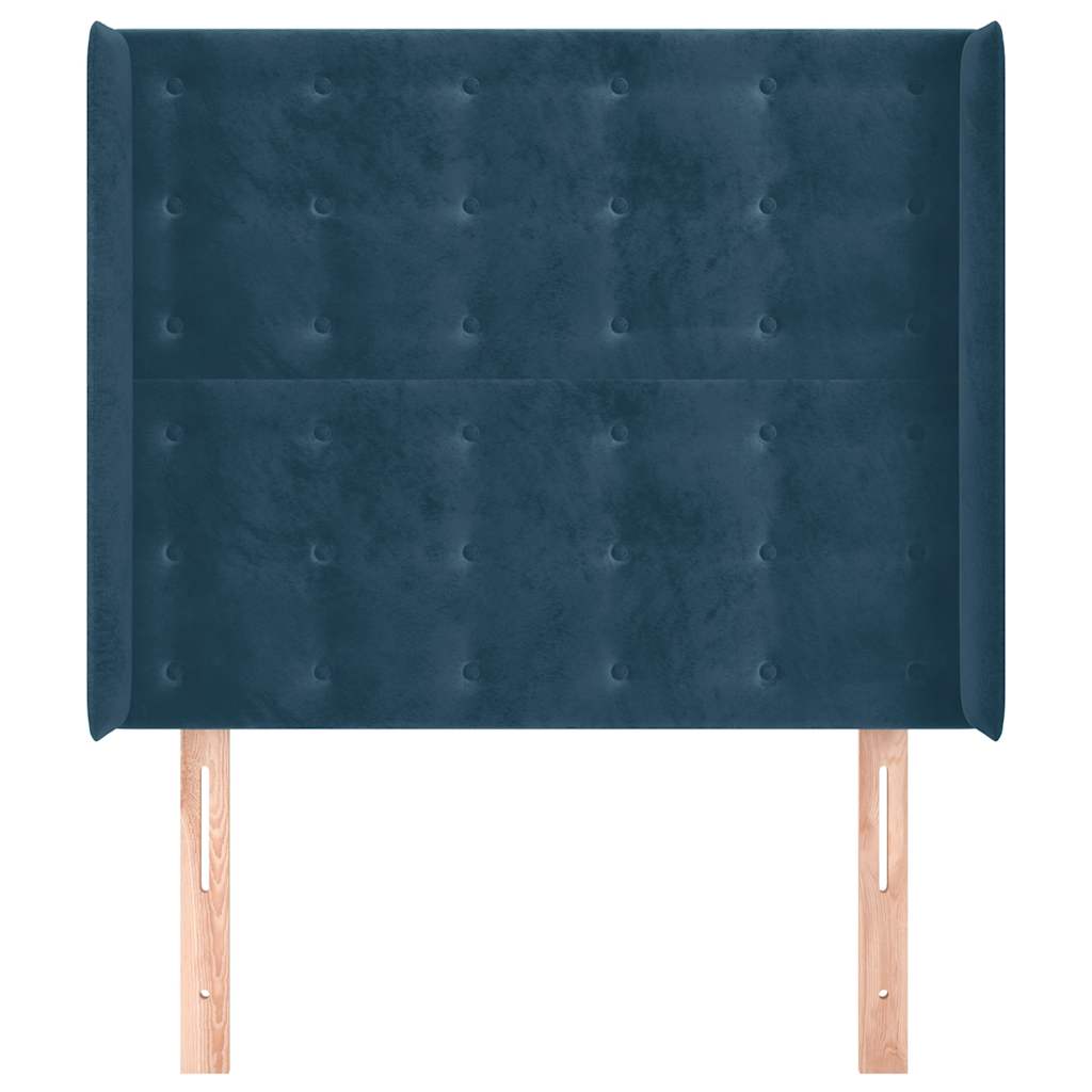 Uzglavlje s ušima tamnoplavo 93x16x118/128 cm baršunasto