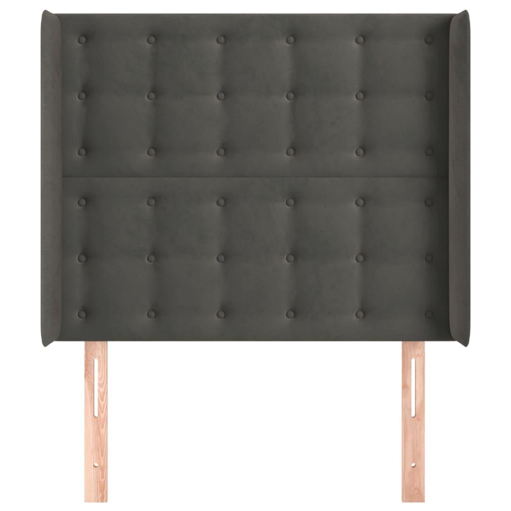 Uzglavlje s ušima tamnosivo 103x16x118/128 cm baršunasto