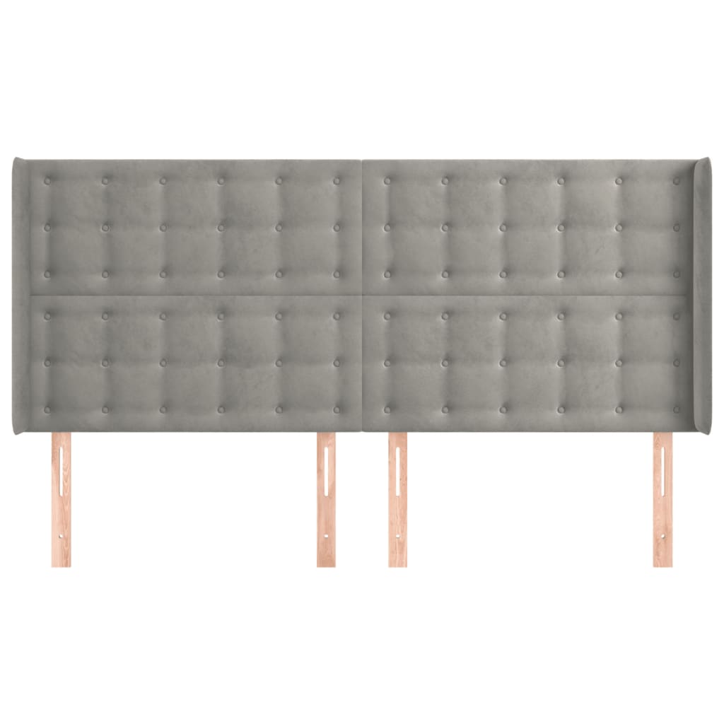 Uzglavlje s ušima svjetlosivo 183x16x118/128 cm baršunasto