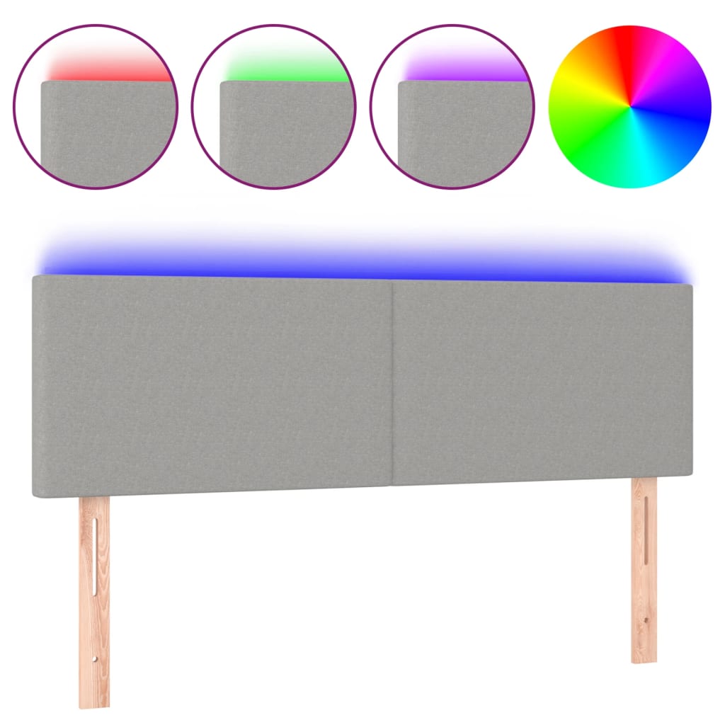 LED uzglavlje svjetlosivo 144 x 5 x 78/88 cm od tkanine