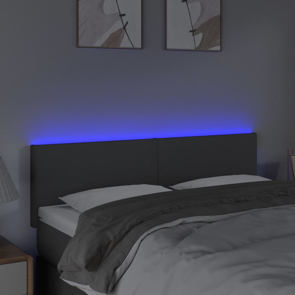 LED uzglavlje tamnosivo 144x5x78/88 cm od tkanine